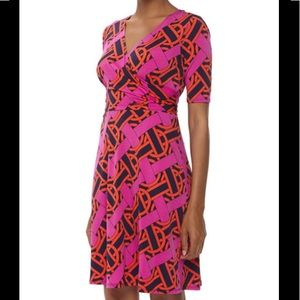 DVF Donna Morgan Purple Printed Wrap Dress